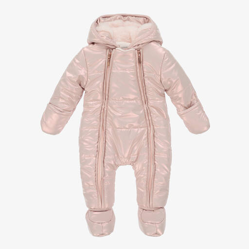 Carrément Beau-Pink Puffer Baby Snowsuit | Childrensalon Outlet