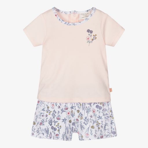 Carrément Beau-Pink & White Floral Shorts Set | Childrensalon Outlet