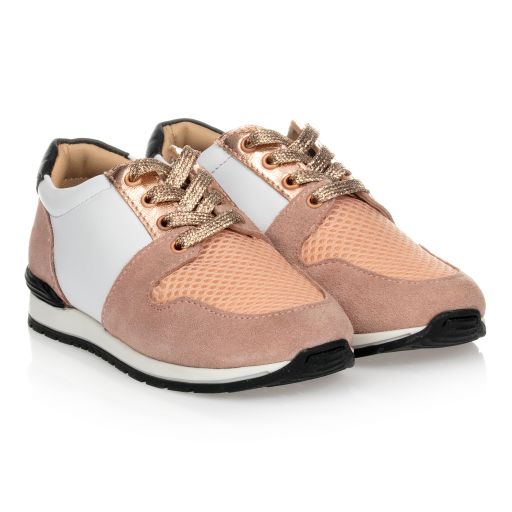 Carrément Beau-Lederturnschuhe in Pink und Weiß | Childrensalon Outlet