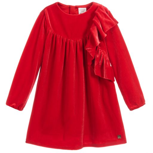 Carrément Beau-Red Velvet Dress | Childrensalon Outlet