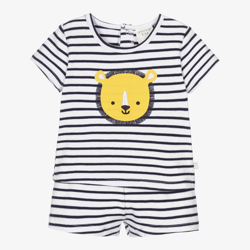 Carrément Beau-White & Blue Striped Pyjama | Childrensalon Outlet