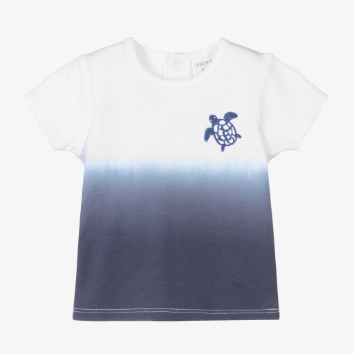 Carrément Beau-White & Blue Turtle T-Shirt | Childrensalon Outlet