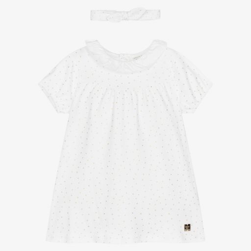 Carrément Beau-White Cotton Baby Dress Set | Childrensalon Outlet