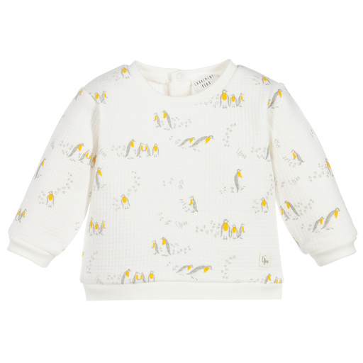 Carrément Beau-Sweat-shirt blanc avec motif pingouin | Childrensalon Outlet