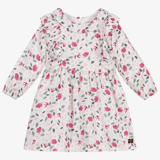Carrément Beau-White & Pink Floral Dress | Childrensalon Outlet