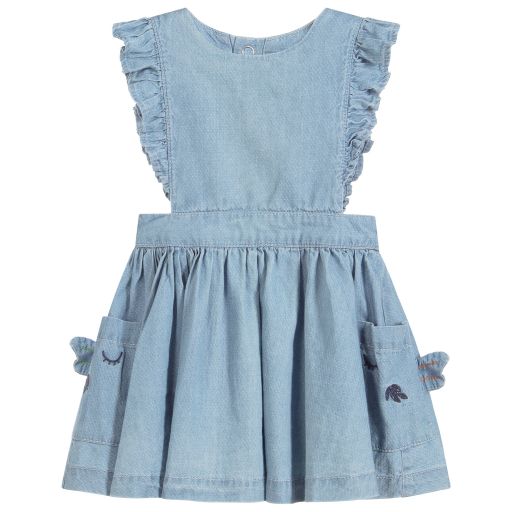 Catimini-Blue Chambray Pinafore Dress | Childrensalon Outlet