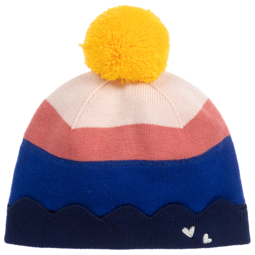 Catimini-Bonnet bleu et rose à pompon | Childrensalon Outlet