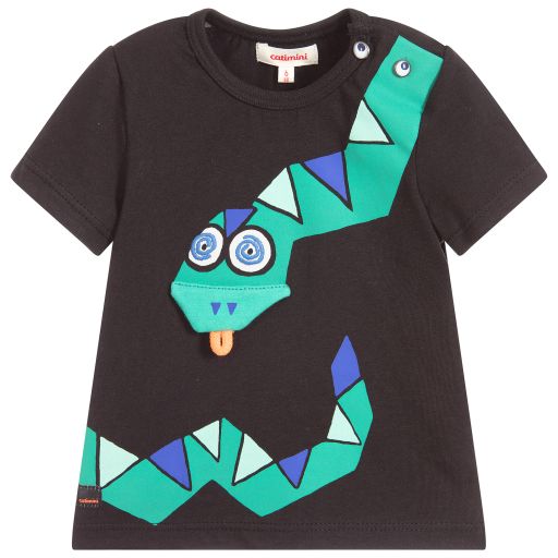 Catimini-Boys Black Cotton T-Shirt | Childrensalon Outlet