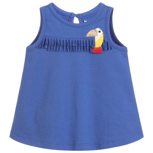 Catimini-Girls Blue Cotton Parrot Top | Childrensalon Outlet