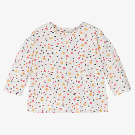 Catimini-Girls Grey Cotton Floral Top | Childrensalon Outlet