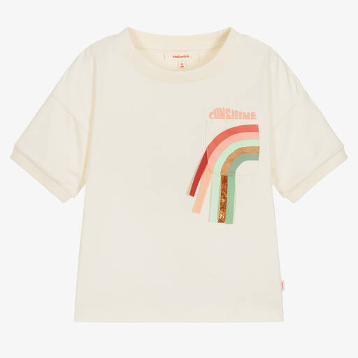 Catimini-Elfenbeinfarbenes Baumwoll-T-Shirt (M) | Childrensalon Outlet