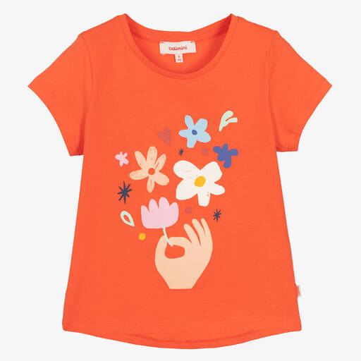 Catimini-Girls Orange Cotton T-Shirt | Childrensalon Outlet