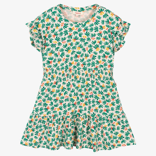 Catimini-Girls Pink & Green Floral Cotton Dress | Childrensalon Outlet