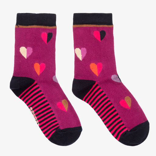 Catimini-Girls Purple Heart Print Socks | Childrensalon Outlet