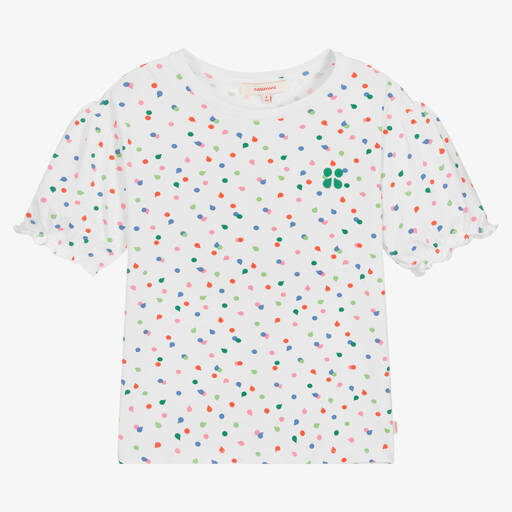 Catimini-Белая хлопковая футболка в горошек | Childrensalon Outlet