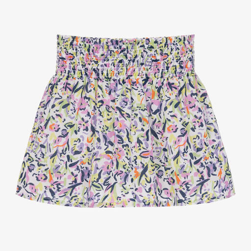 Catimini-Girls White & Purple Floral Cotton Skirt | Childrensalon Outlet