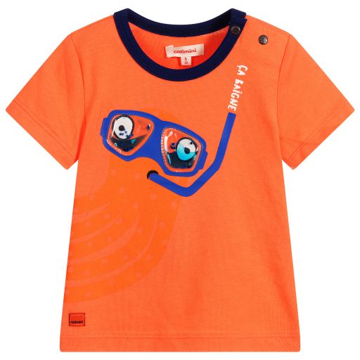 Catimini-Orange Cotton Mask T-Shirt | Childrensalon Outlet