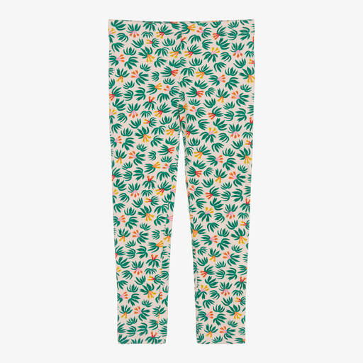 Catimini-Pink & Green Cotton Leaf Print Leggings | Childrensalon Outlet