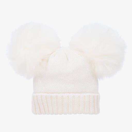 Catya-Baby Girls Ivory Wool Pom-Pom Hat | Childrensalon Outlet