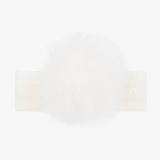 Catya-Girls Ivory Merino Pom-Pom Headband | Childrensalon Outlet