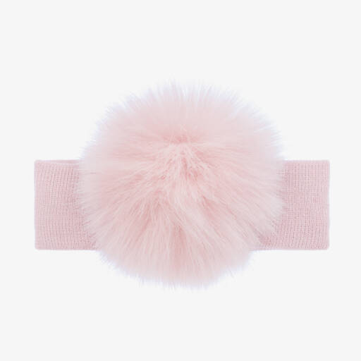 Catya-Girls Pink Wool Pom-Pom Headband | Childrensalon Outlet