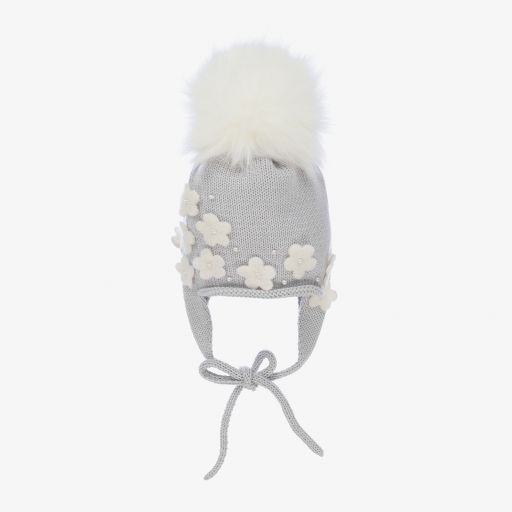 Catya-Grey Merino Wool Knitted Hat | Childrensalon Outlet