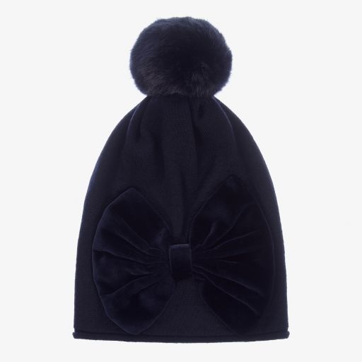 Catya-Navy Blue Merino Wool Hat | Childrensalon Outlet