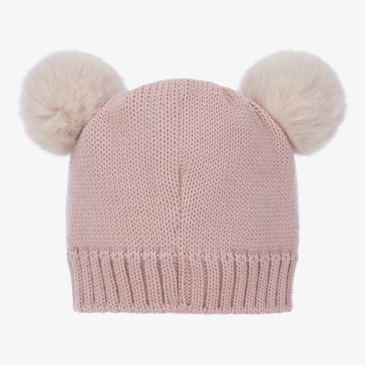 Catya-Pink Knitted Wool Pom-Pom Hat | Childrensalon Outlet