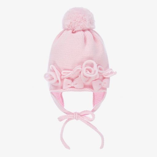 Catya-Pink Merino Wool Knitted Hat | Childrensalon Outlet