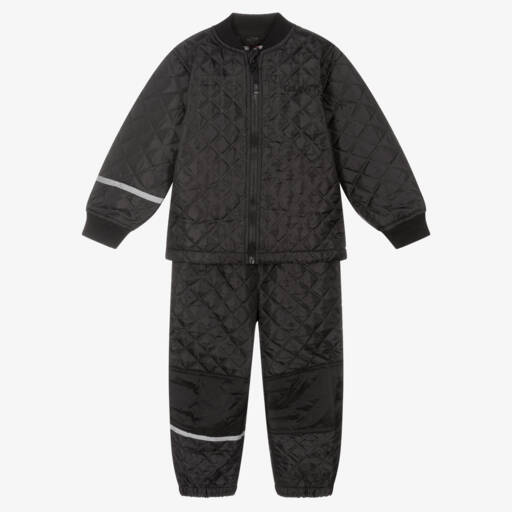 CeLaVi-Black Quilted Jacket & Trouser Set | Childrensalon Outlet