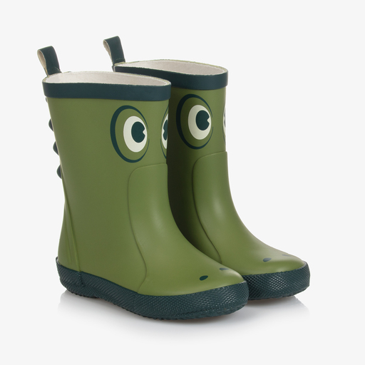 CeLaVi-Green Dino Rubber Rain Boots | Childrensalon Outlet