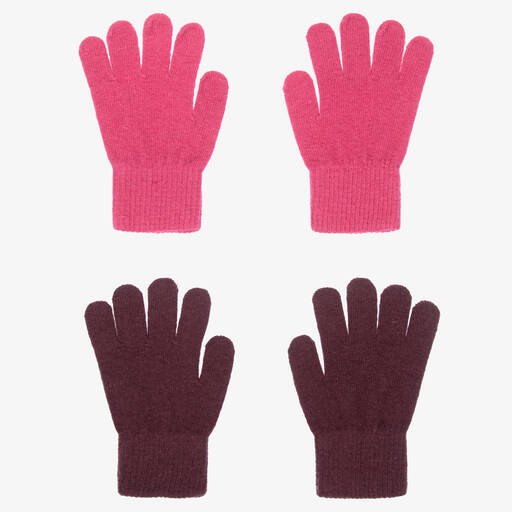 CeLaVi-Lot de 2 paires de gants roses et violets en maille | Childrensalon Outlet