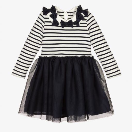 Charabia-Robe bleue en coton et tulle | Childrensalon Outlet