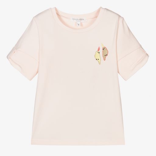 Charabia-T-shirt rose en coton Fille | Childrensalon Outlet