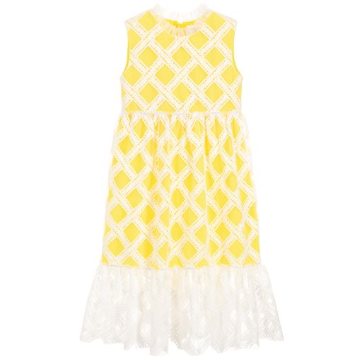 Charabia-Yellow Lace & Tulle Dress | Childrensalon Outlet
