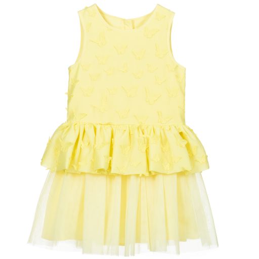 Charabia-Yellow Organza & Tulle Dress | Childrensalon Outlet