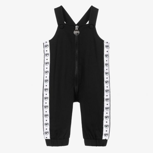 Chiara Ferragni Kids-Black Jersey Logo Dungarees | Childrensalon Outlet