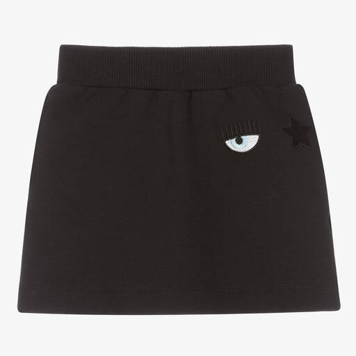 Chiara Ferragni Kids-Girls Black Cotton Logo Skirt | Childrensalon Outlet