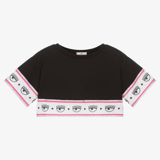 Chiara Ferragni Kids-Schwarzes kurzes T-Shirt | Childrensalon Outlet