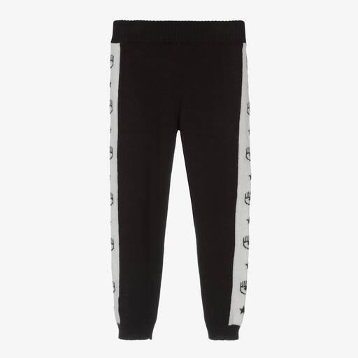 Chiara Ferragni Kids-Girls Black Wool Joggers | Childrensalon Outlet