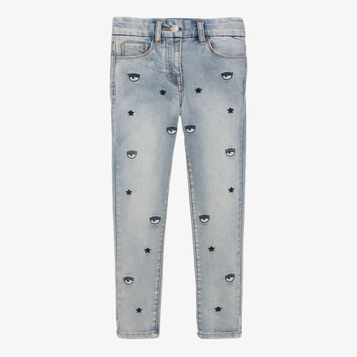 Chiara Ferragni Kids-Синие джинсы с вышивкой для девочек | Childrensalon Outlet