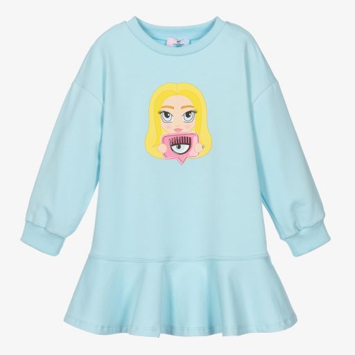 Chiara Ferragni Kids-Girls Blue Mascotte Dress | Childrensalon Outlet