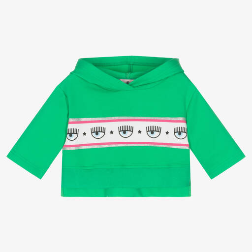 Chiara Ferragni Kids-Grüner kurzer Kapuzenpulli | Childrensalon Outlet