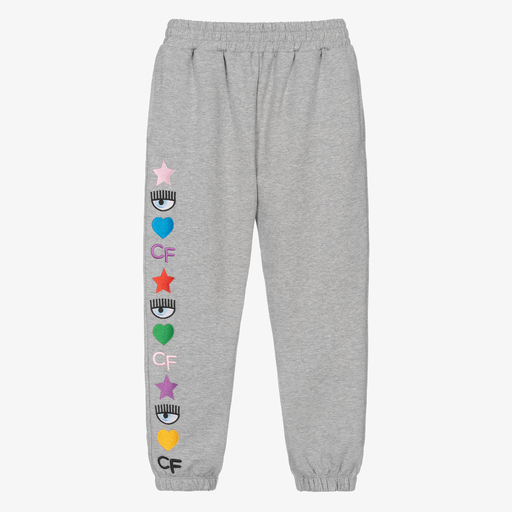 Chiara Ferragni Kids-Girls Grey Cotton Logo Joggers | Childrensalon Outlet