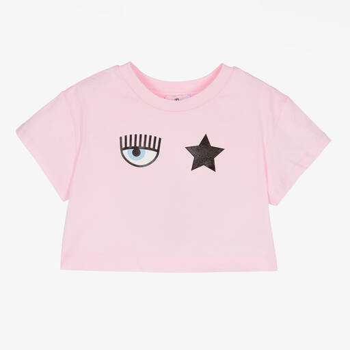 Chiara Ferragni Kids-Rosa Eyestar Baumwoll-T-Shirt | Childrensalon Outlet