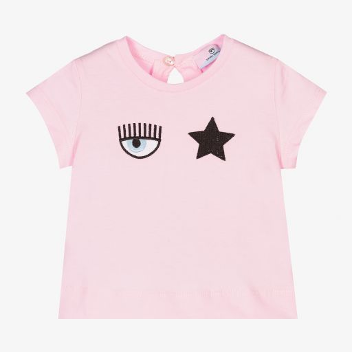 Chiara Ferragni Kids-Girls Pink Eyestar T-Shirt | Childrensalon Outlet
