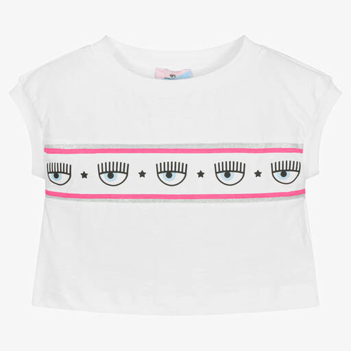 Chiara Ferragni Kids-Weißes kurzes T-Shirt für Mädchen | Childrensalon Outlet