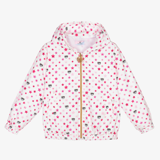 Chiara Ferragni Kids-Girls White & Pink Logo Jacket | Childrensalon Outlet