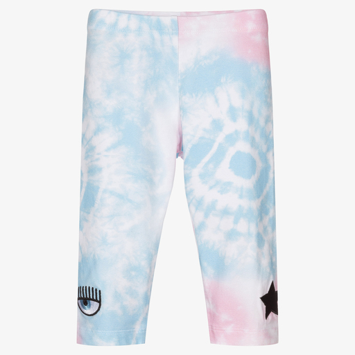 Chiara Ferragni Kids-ليغنغز أطفال بناتي قطن جيرسي لون زهري وأزرق | Childrensalon Outlet