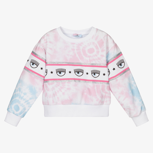 Chiara Ferragni Kids-Pink & Blue Tie Dye Sweatshirt | Childrensalon Outlet